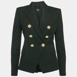 Balmain Black Cotton Button Detail Blazer M