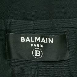 Balmain Black Cotton Button Detail Blazer M