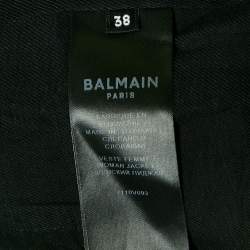 Balmain Black Cotton Button Detail Blazer M