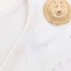 Balmain White Logo Printed Cotton Knit Sleeveless Tank Top L