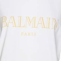 Balmain White Logo Printed Cotton Knit Sleeveless Tank Top L
