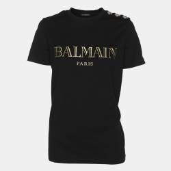 Balmain Black Jersey Logo Print T-Shirt S