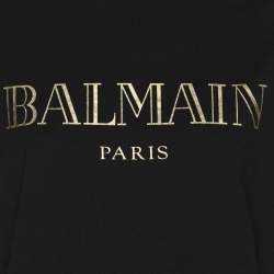 Balmain Black Jersey Logo Print T-Shirt S