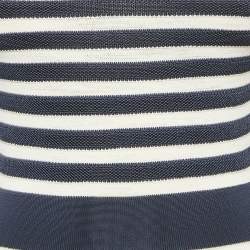 Balmain Navy Blue/White Stripe Knit Sleeveless Mini Dress S