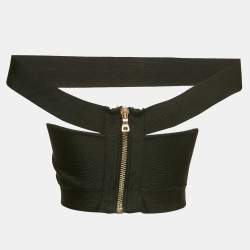 Balmain Black Jersey Corset Crop Top S
