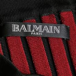 Balmain Black Knit Corset Zip-Up Strapless Crop Top M
