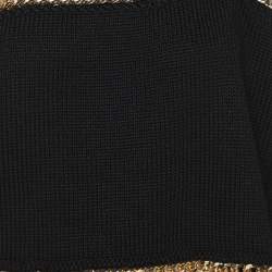Balmain Black Rib Knit Chain Trim Off The Shoulder Crop Top M