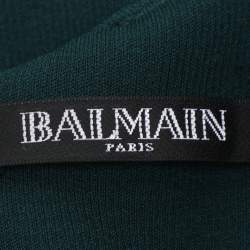 Balmain Green Crepe Ruffle Midi Dress M