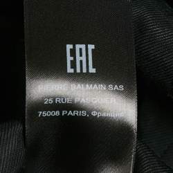 Pre Owned Balmain Beige/Black Frayed Sequin Striped Piqué Mini Dress S