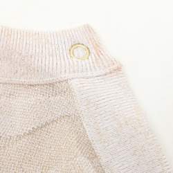Balmain Metallic Beige Zebra Detail Stretch Knit Cardigan S
