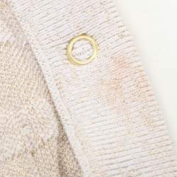 Balmain Metallic Beige Zebra Detail Stretch Knit Cardigan S