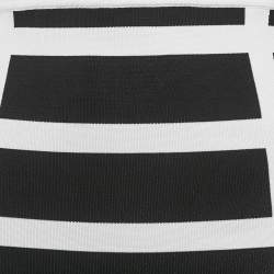 Balmain White/Black Intarsia Knit Zip-Up Pencil Midi Skirt S