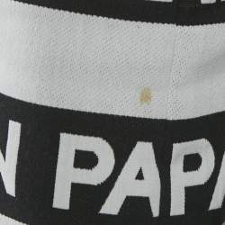 Pre Owned Balmain White/Black Striped Logo Cotton Tweed Trim Blazer M