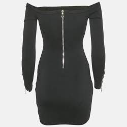 Balmain Black Rib Knit Mini Bodycon Dress S