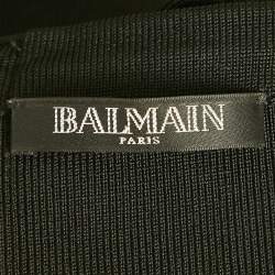 Balmain Black Rib Knit Mini Bodycon Dress S