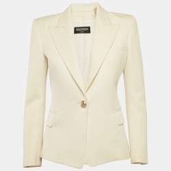 Balmain Cream Wool Tailored Blazer M
