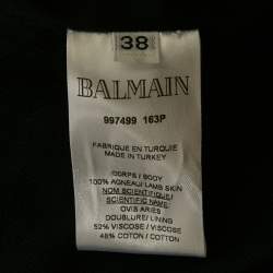 Balmain Black Leather Double Breasted Jacket M