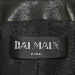 Balmain Black Leather Double Breasted Jacket M