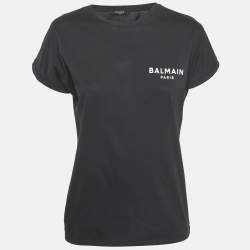 Balmain Black Logo Print Jersey T-Shirt M