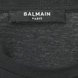 Balmain Black Logo Print Jersey T-Shirt M