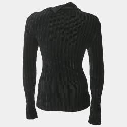 Pre Owned Balmain Black Velvet Rib Knit Pullover S