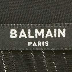 Pre Owned Balmain Black Velvet Rib Knit Pullover S