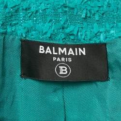 Balmain Blue Tweed Double Breasted Jacket S