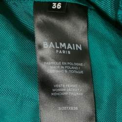 Balmain Blue Tweed Double Breasted Jacket S