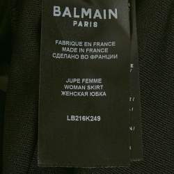 Balmain Black Monogram Mesh Pleated Mini Skirt S