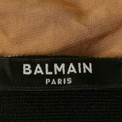 Balmain Black Monogram Mesh High Neck Bodycon Top S