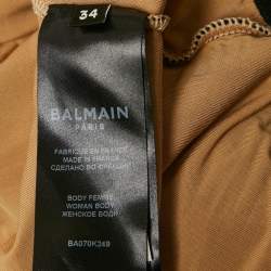 Balmain Black Monogram Mesh High Neck Bodycon Top S