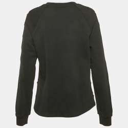 Pre Owned Balmain Black Cotton Knit Coin Embellished Sweatshirt M