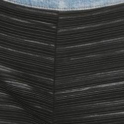 Pre Owned Balmain Black Denim Waist Trim Stretch Crepe Pleated Pants L