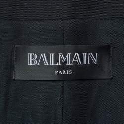 Pre Owned Balmain Black Wool Double Breasted Blazer L