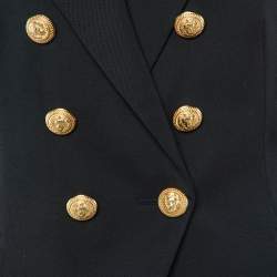 Pre Owned Balmain Black Wool Double Breasted Blazer L