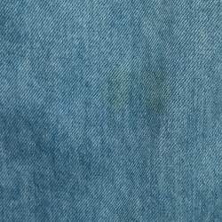 Pre Owned Balmain Blue Denim Double Breasted Belted Long Coat S