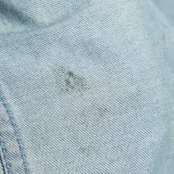 Pre Owned Balmain Blue Denim Double Breasted Belted Long Coat S