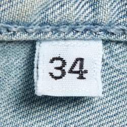 Pre Owned Balmain Blue Denim Double Breasted Belted Long Coat S