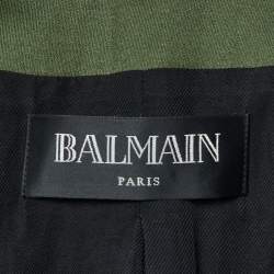 Pre Owned Balmain Dark Green Wool Double Breasted Blazer M