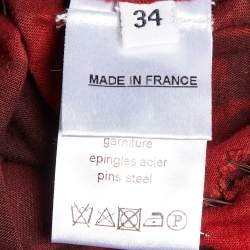 Pre Owned Balmain Red & Burgundy Cotton Pin Detail Sleeveless T-Shirt S
