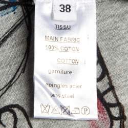 Pre Owned Balmain Grey Printed Cotton Knit Pin Detail T-Shirt M
