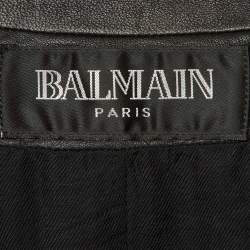 Pre Owned Balmain Black Leather Single Breasted Jacket M