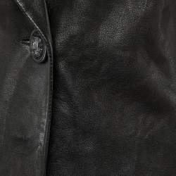 Pre Owned Balmain Black Leather Single Breasted Jacket M