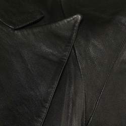 Pre Owned Balmain Black Leather Single Breasted Jacket M