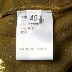 Pre Owned Balmain Olive Green Textured Lurex Chiffon Harem Pants M