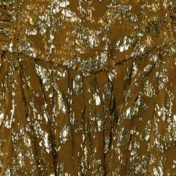 Pre Owned Balmain Olive Green Textured Lurex Chiffon Harem Pants M