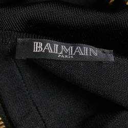 Pre Owned Balmain Black Knit Lace-Up Detail Halter Neck Mini Dress XS