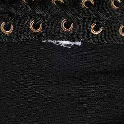 Pre Owned Balmain Black Knit Lace-Up Detail Halter Neck Mini Dress XS