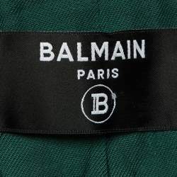 Pre Owned Balmain Green Wool Double Breasted Blazer M