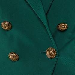Pre Owned Balmain Green Wool Double Breasted Blazer M
